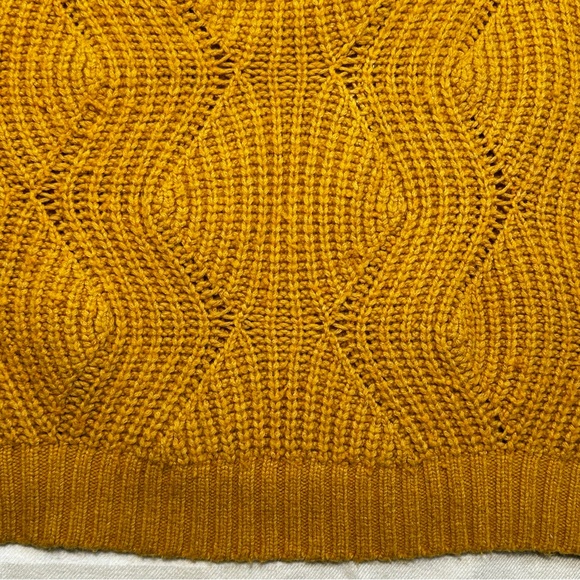 Madewell Everett Cable-Knit Pullover Sweater Mustard Yellow Large EUC - Picture 8 of 9
